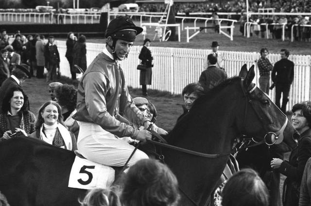 Prince Charles after riding in a steeplechase