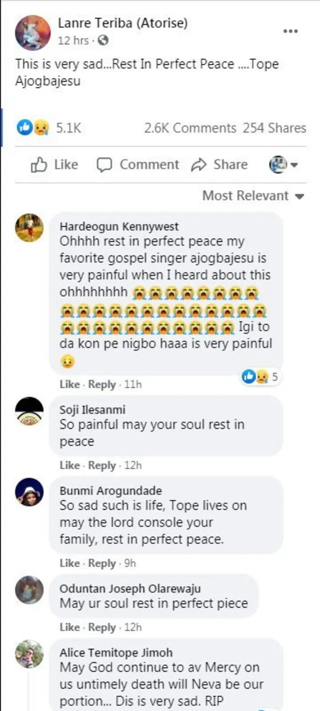 Ọ̀rọ̀ ibanikẹdun nipa Tope Ajogbajesu