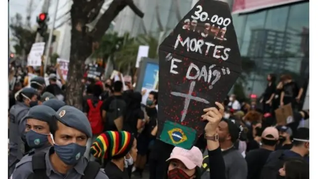 Manifestação critica descaso com o coronavírus