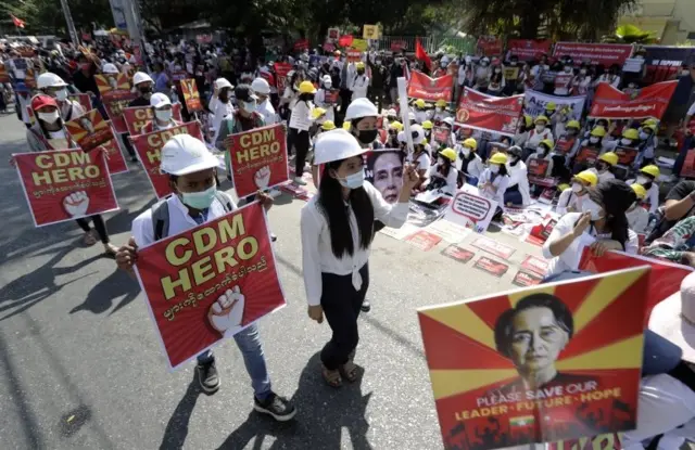 Protestas en Rangún