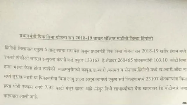 हिंगोली जिल्ह्यातील 2018च्या खरीप हंगाामात पीक विमा योजनेत सहभागी झालेल्या शेतकऱ्यांची आकडेवारी