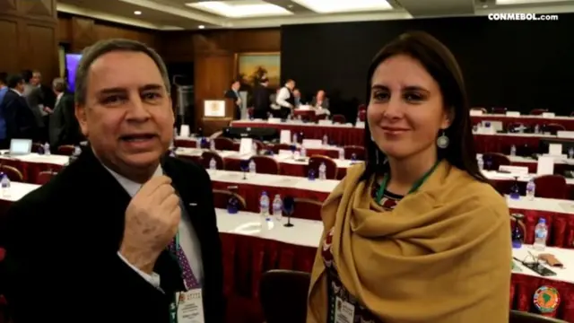 Esta imagen fue extraída de una video de la Conmebol, que fue transmitido el 13 de mayo de 2016 y el que se anunciaba la histórica designación de Muñoz como representante en la FIFA.