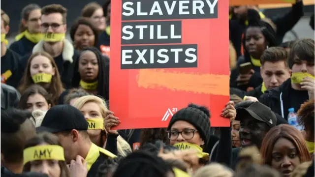 คนประท้วงเรื่องแรงงานทาส