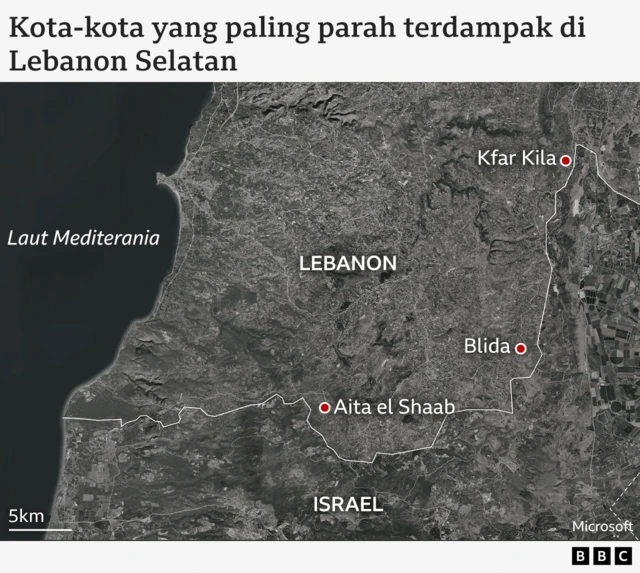 Peta Lebanon Selatan