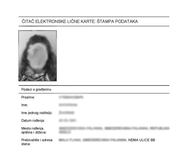 očitana lična karta