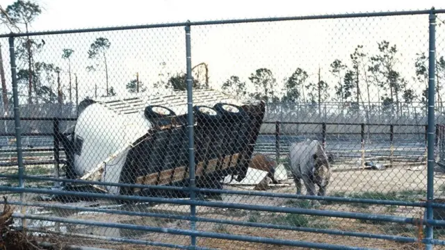 Prevrnuta prikolica u delu gde je smešten nosorog