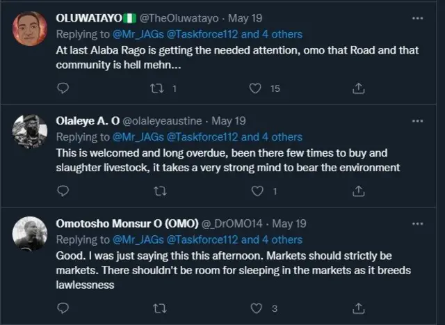 Aworan ọkan lara ọrọ ti awọn eeyan sọ nipa ọrọ ọja naa lori Twitter