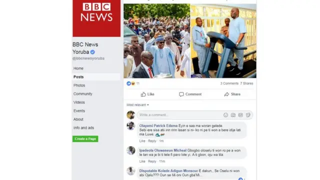 aworan lati oju opo facebook BBC News Yoruba