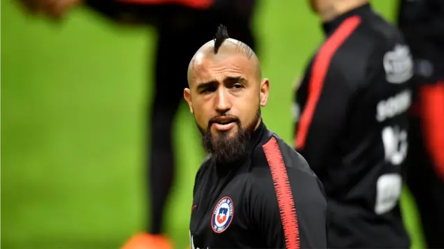 Arturo Vidal, en un entrenamiento con la selección chilena.