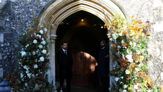 Di front of di church wia dem hold di service