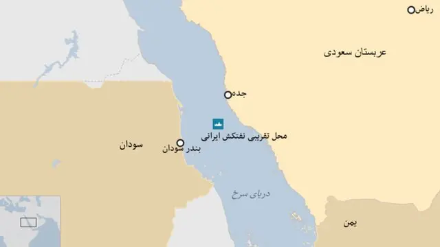 محل تقریبی نفتکش حادثه دیده ایرانی سابیتی در دریای سرخ