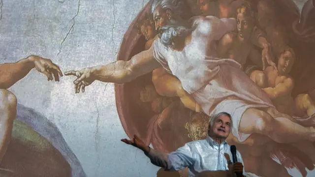 Seth Shostak dando una de sus conferencias en la NASA.