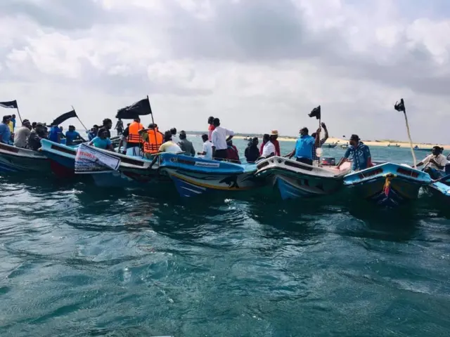 Fishermen's protest Sri Lanka 2021 Oct