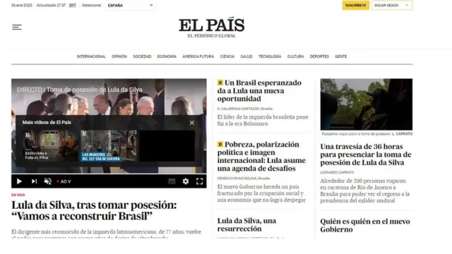 Manchete do El País