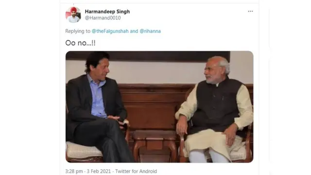 ریحانہ ٹویٹ ردعمل