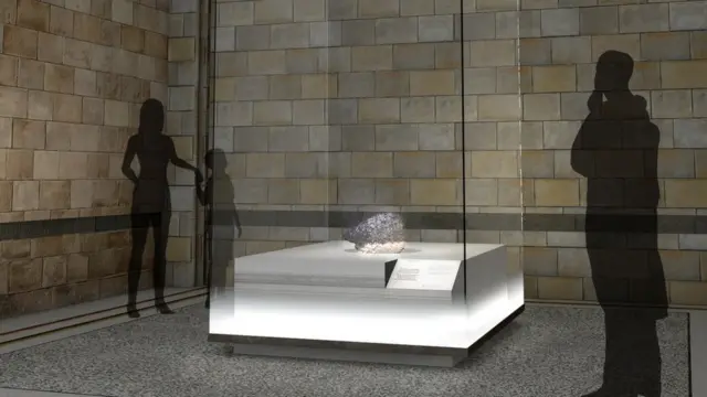 Ilustración de la exhibición donde se mostrará el meteorito