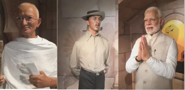 राष्ट्रपिता महात्मा गांधी, भगत सिंग आणि पंतप्रधान नरेंद्र मोदी