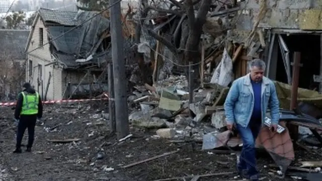 Site of Russian missile strike in Kyiv
