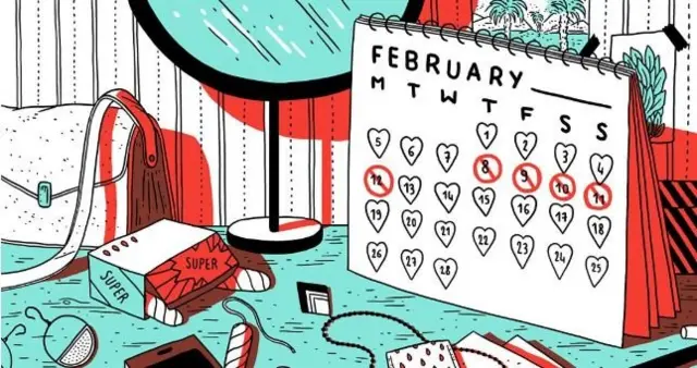 painting of table with bag, mirrow, calender plus oda tins