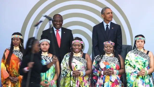 Obama avec le président sud africain Cyril Ramaphosa