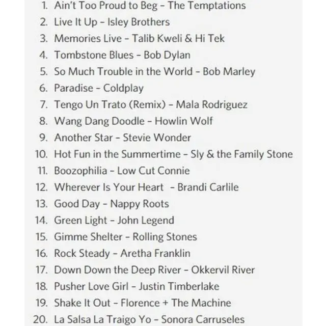 قائمة أغاني