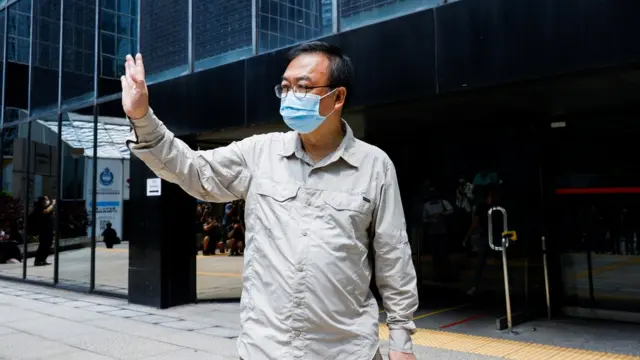Pro-democracy activist Cheung Man-kwong leaves the court after his sentence was suspended for participating in the assembly on June 4 to commemorate the 1989 crackdown on protesters in and around Beijing"s Tiananmen Square, in Hong Kong, China, September 15, 2021. REUTERS/Tyrone Siu