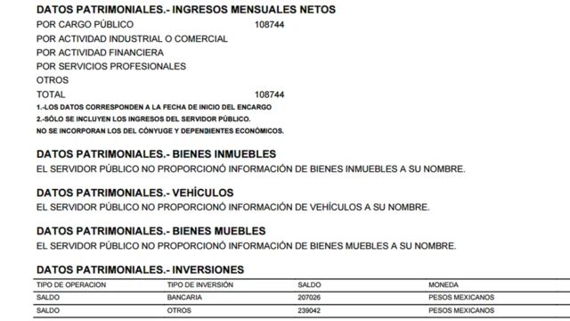 Declaración de bienes de AMLO