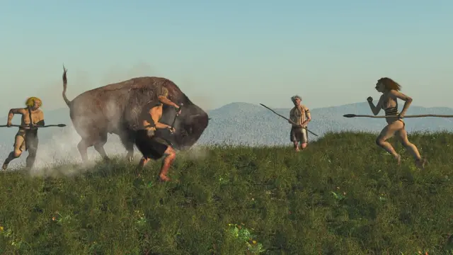 Неандератльці і бізон