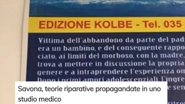 İtalyanca afiş ve Arcigay'in haberi