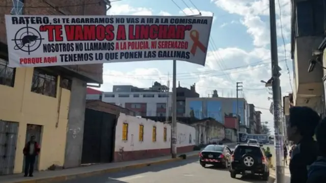 Cartel de justicia popular en Perú.