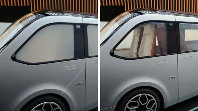 دو حالت شیشههای کانسپت +LDK که دریکی از آنها شیشهها مات شده است