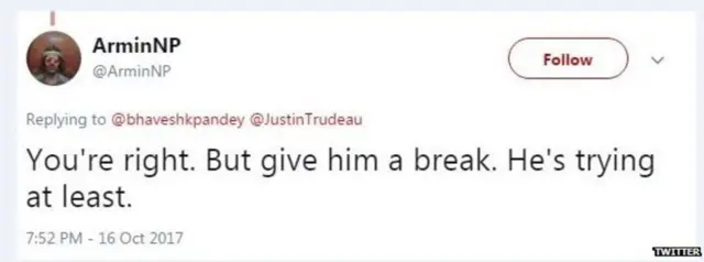 અર્મીન નામના યુઝરનું ટ્વીટ