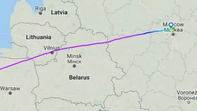 Зазвичай рейс AF1154 виконувався над територією Білорусі