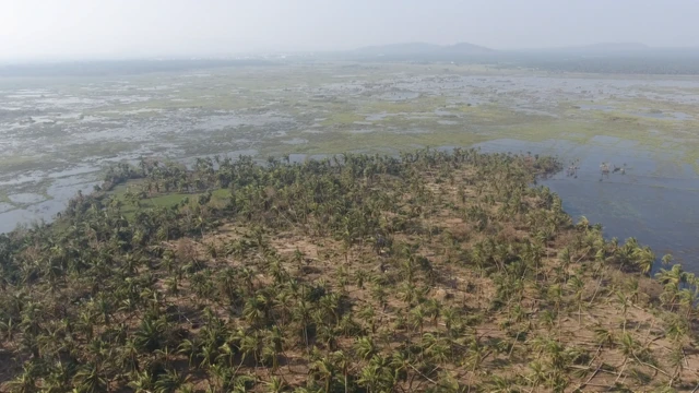 తుపాను ప్రభావిత ప్రాంతం ఏరియల్ వ్యూ