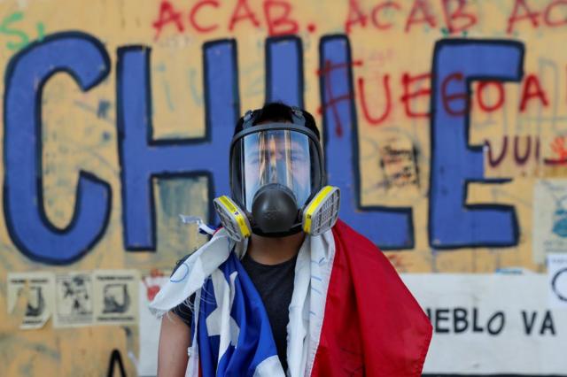 Manifestantes en Chile.