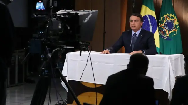 Bolsonaro na gravação de seu discurso à Assembleia Geral da ONU em setembro de 2020