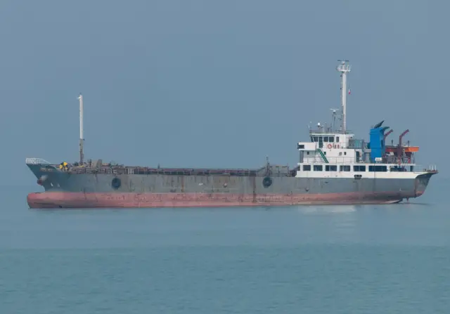 An oil tanker is being pictured in the Persian Gulf near the seaport city of Bushehr, in Bushehr Province, southern Iran, on April 29, 2024. 