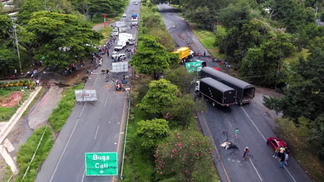 Bloqueo de protesta en Colombia