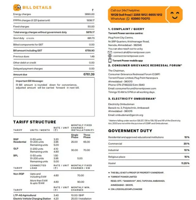 અમદાવાદ શહેરમાં વીજળીના દરો