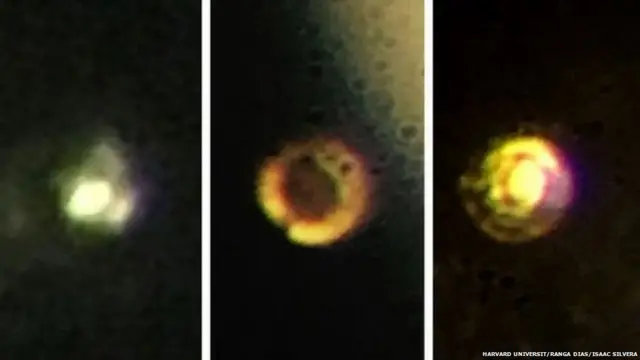 Smaller than the cross-section of a hair on your head: The tiny sample went from transparent, to black, to highly reflective as the pressure was increased. Becoming shiny and reflective is a sign the material has become a solid metal, the Harvard team claims