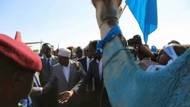 Rati loo soo xiray calanka Soomaaliya oo lagu soo dhoweeyey Farmaajo