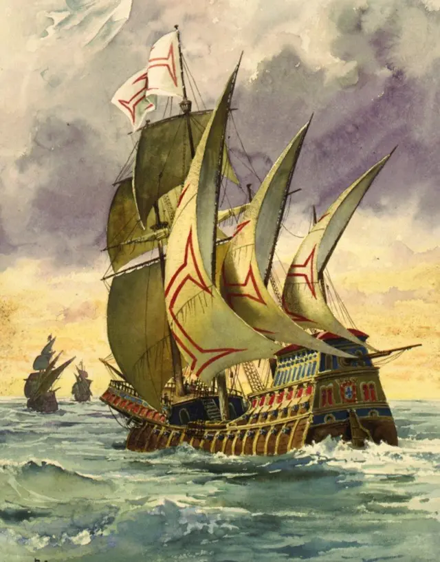 Pintura da naucomo apostar no ktoVasco da Gama, feita no século 19 por Ernesto Casanova