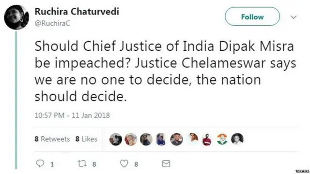 રુચિરા ચતુર્વેદીનું ટ્વીટ