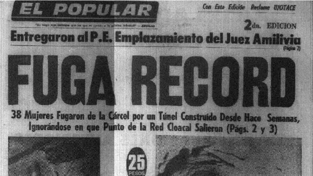 Capa do jornal El Popular em julho de 1971 diz: "Fuga recorde"