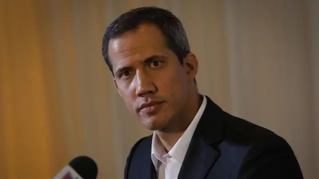 Juan Guaidó durante una conferencia de prensa en Florida en 2023.