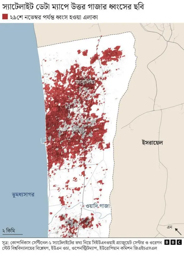 উত্তর গাজা ধ্বংসের চিত্র