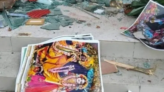 দুর্গাপূজার সময়ে বেশ কিছু পূজামণ্ডপ হামলার শিকার হয় - নোয়াখালী জেলার বেগমগঞ্জ থেকে তোলা ছবি