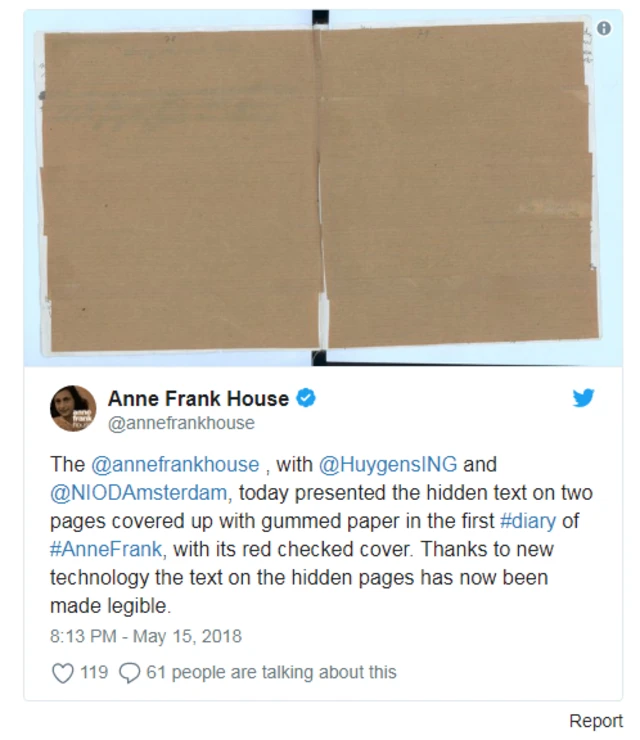 আনা ফ্রাঙ্কের আলোচিত ডায়রির লুকানো দুটি পৃষ্ঠা।