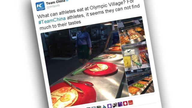 Tuíte da Xinhua sobre cantina olímpica