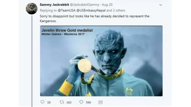 Reply from Game of Thrones Fan